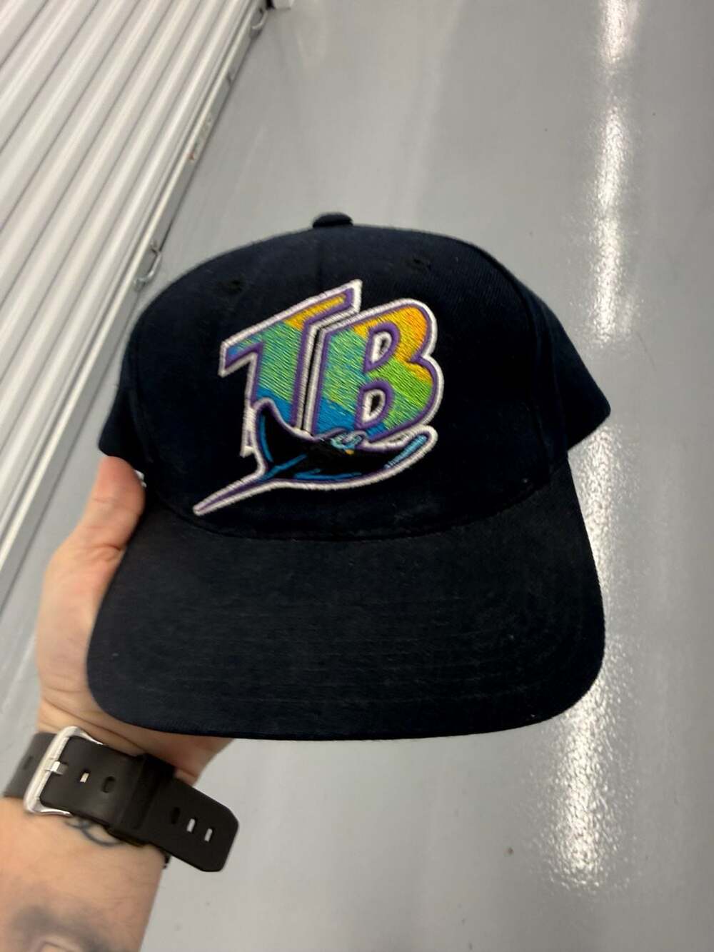 American Needle Tampa Bay Devil Rays Snapback Hat MLB 1990s Black